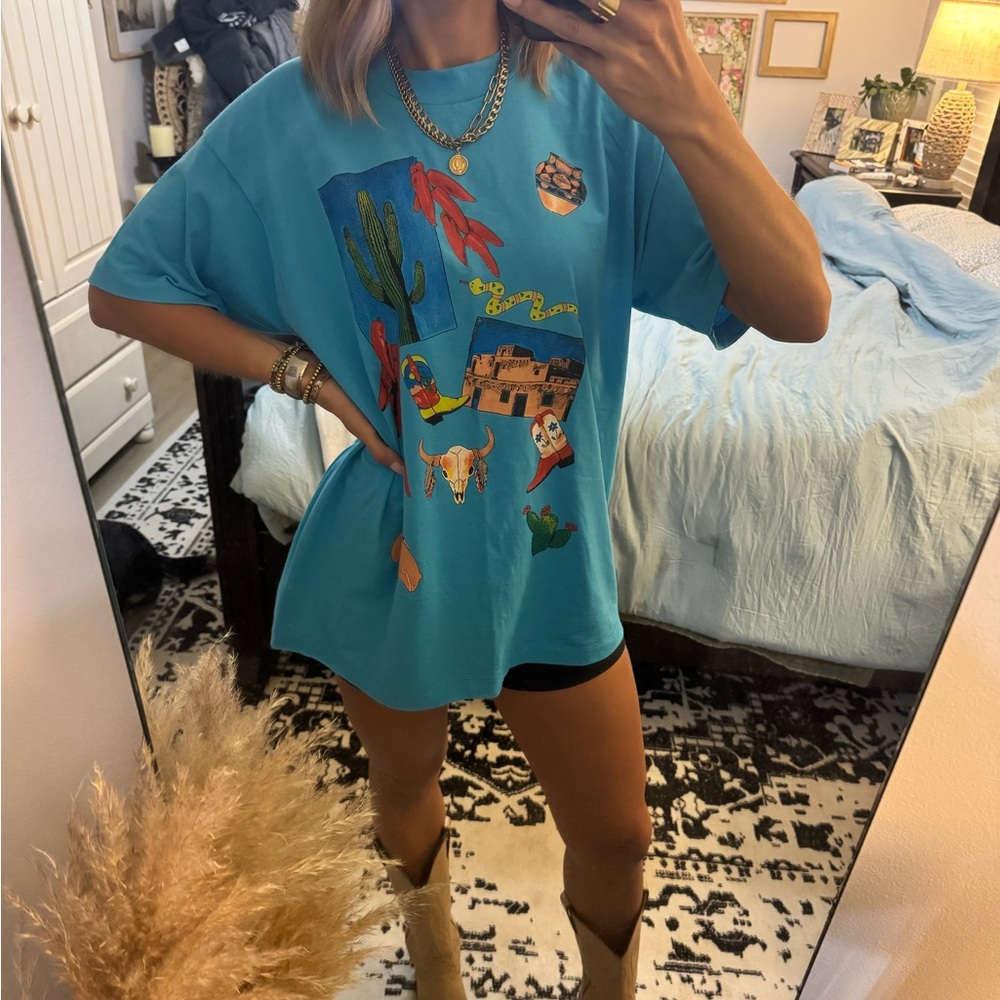 Vintage Blue Graphic Western T-Shirt
